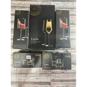 JoyJolt Claire Wine X4 Layla X4 Luna Whiskey X2 Aurora X2 Glases Lot Bundle X12